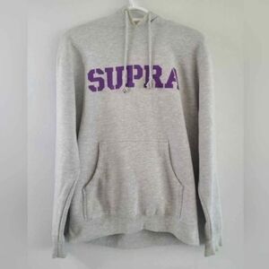 SUPRA Graphic Hoodie – Women’s Size Small – Gray with Purple Logo – Streetwear